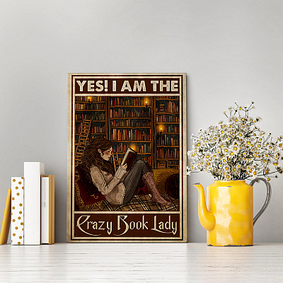 Alternative view of Yes I am The Crazy Book Lady Framed Canvas Prints - Unframed Poster - Home Decor Wall Art