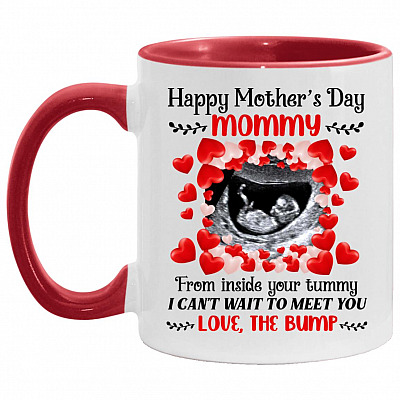 Personalized Photo Accent Mug, White/Red, 11 oz. Accent Mug