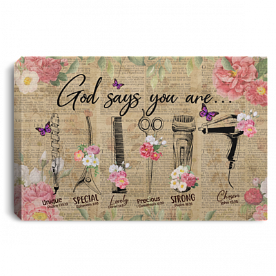 Hairdresser God Says You Are Unique Special Lovely Precious Strong Chosen Framed Canvas Prints - Unframed Poster, White, 0.75'' Framed Canvas