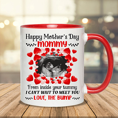 Alternative view of Personalized Photo Happy Mother's Day Mommy From Inside Your Tummy From The Bump Accent Mug - Coffee Mug