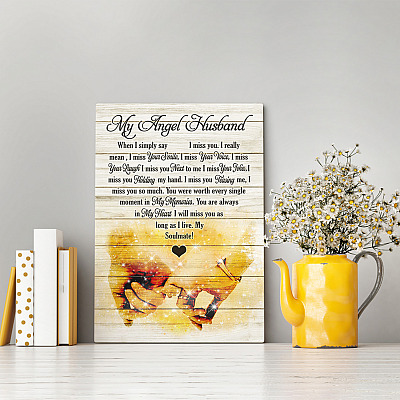 Alternative view of My Angel Husband When I Simply Say I Miss You Gallery Wrapped Framed Canvas Prints - Unframed Poster