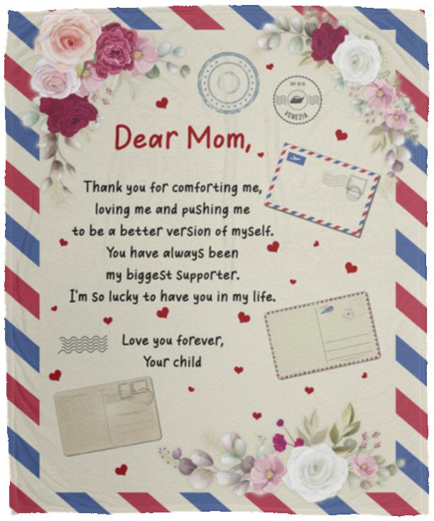 Dear Mom Thank You For Comforting Blanket, White, Cozy Plush Fleece Blanket - 50x60 Dear Mom Thank You For Comforting Blanket, White, Cozy Plush Fleece Blanket - 50x60