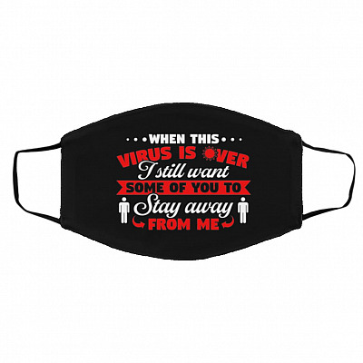 Virus Mask, Black, Cloth Face Cover – Medium/Large