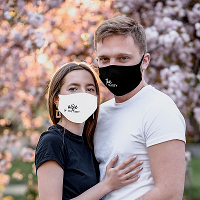 Alternative view of The Party - Wife of The Party Masks For Wedding - Bride And Groom Mask Reusable Cloth Face Mask Cover