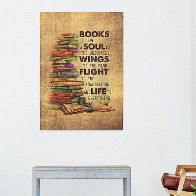 Alternative view of Books Give A Soul To The Universe Wings To The Mind Flight To The Imagination Framed Canvas - Unframed Poster - Love Book Home Decor