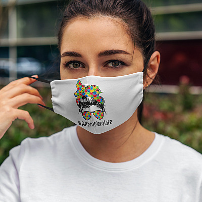 Alternative view of Autism Mom Life I Love Someone with Autism Autism Awareness Washable Reusable Face Mask