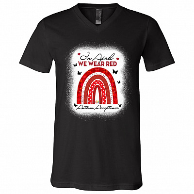 Rainbow T, Black, V-Neck T-Shirt