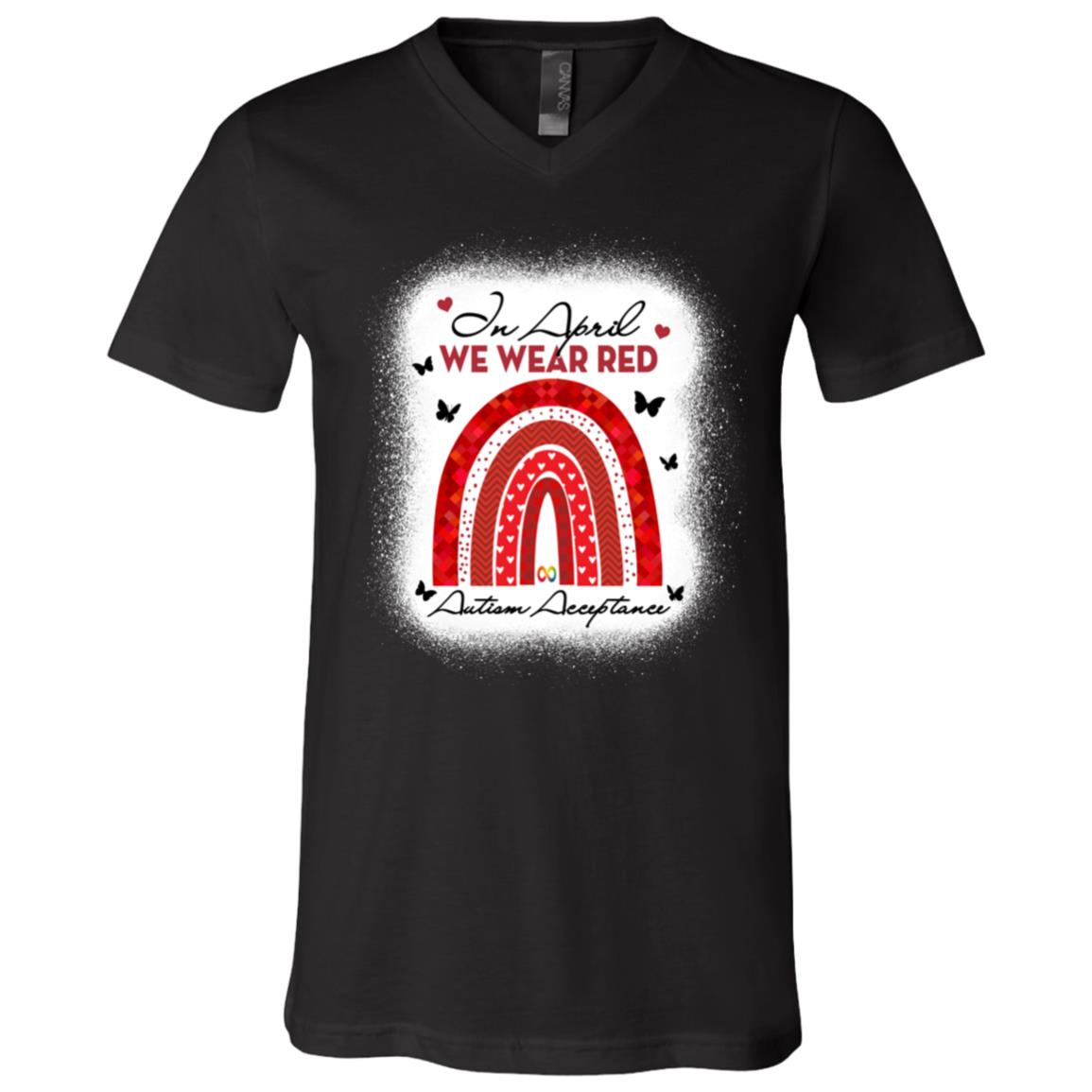 Rainbow T, Black, V-Neck T-Shirt