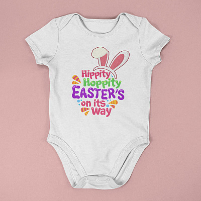 Alternative view of Hippity Hoppity Easter's on Its Way Easter Bunny Baby Onesie - Toddler Baby Infant Bodysuit