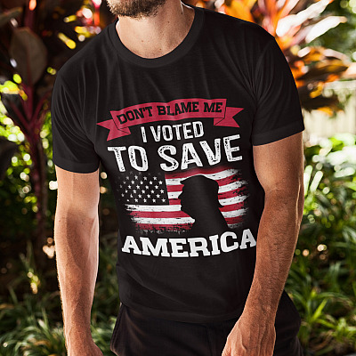 Alternative view of Don't Blame Me I Voted for Trump Save America Distressed America Flag T-Shirt - V-Neck Tee