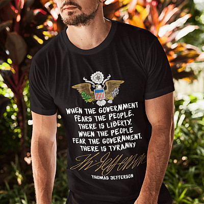 Alternative view of Thomas Jefferson Liberty Tyranny 2nd Second Amendment Rights Patriotic American T-shirt