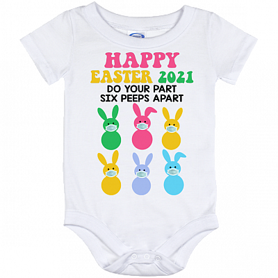 Do Your Part Six Peeps Apart Funny Easter Bunny Baby Onesie - Toddler Baby Infant Bodysuit, White, Baby Onesie - 12 Month