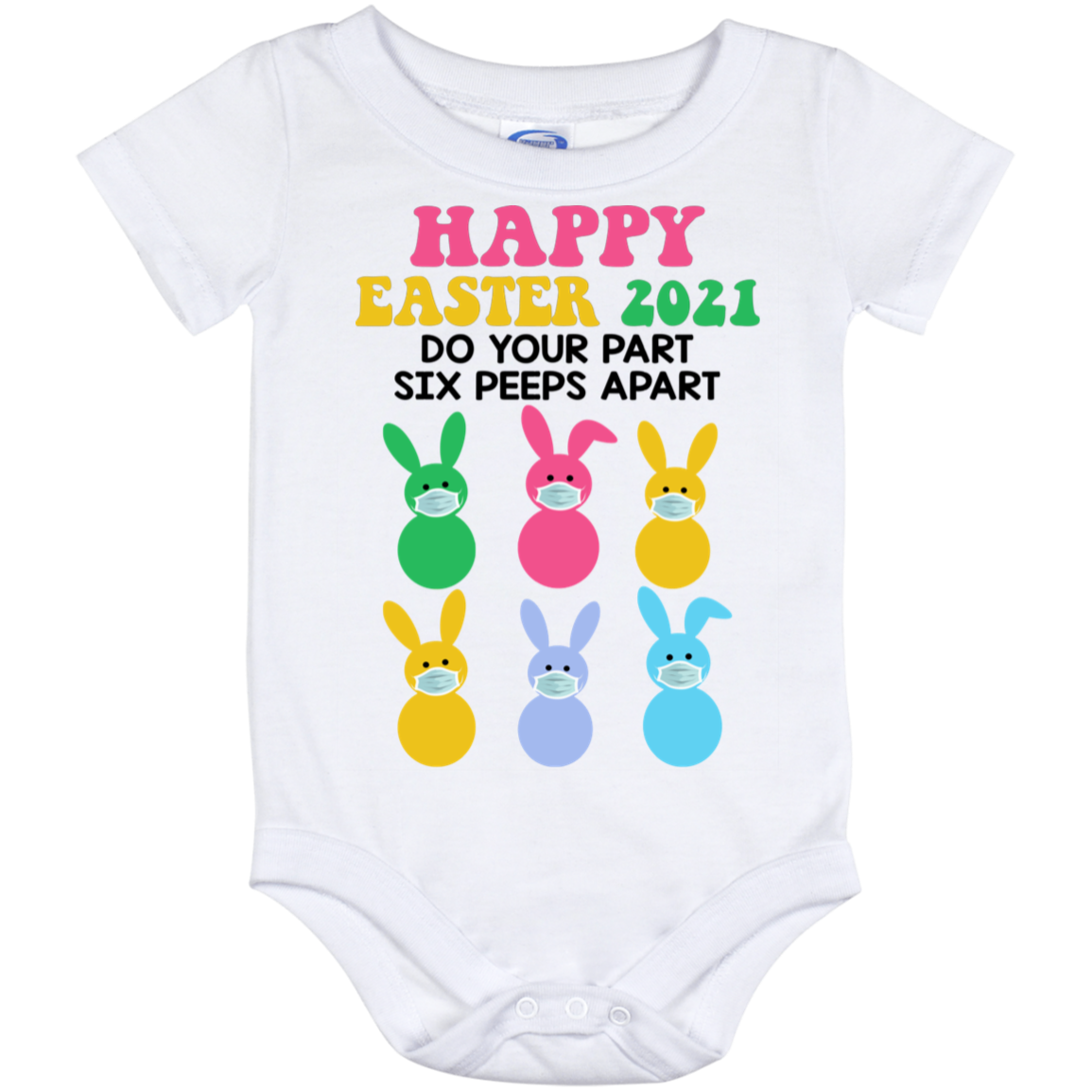 Do Your Part Six Peeps Apart Funny Easter Bunny Baby Onesie - Toddler Baby Infant Bodysuit, White, Baby Onesie - 12 Month
