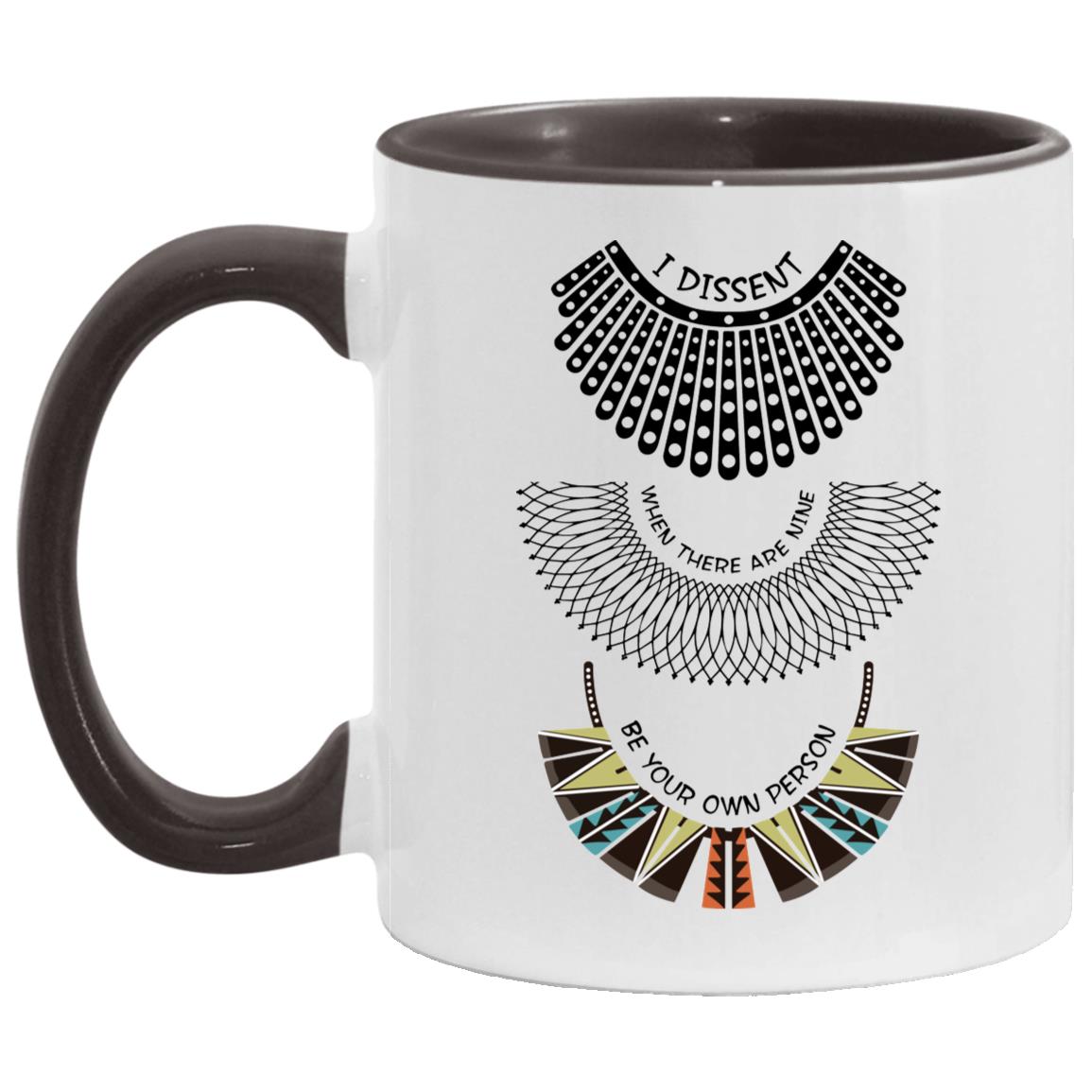 Ruth Bader Mug, White/Black, 11 oz. Accent Mug