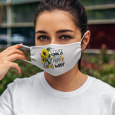 Alternative view of Every Child Can Learn Not in the Same Way Autism Awareness Washable Reusable Face Mask