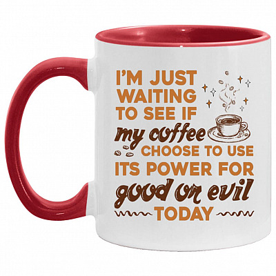 Coffee Accent Mug, White/Red, 11 oz. Accent Mug