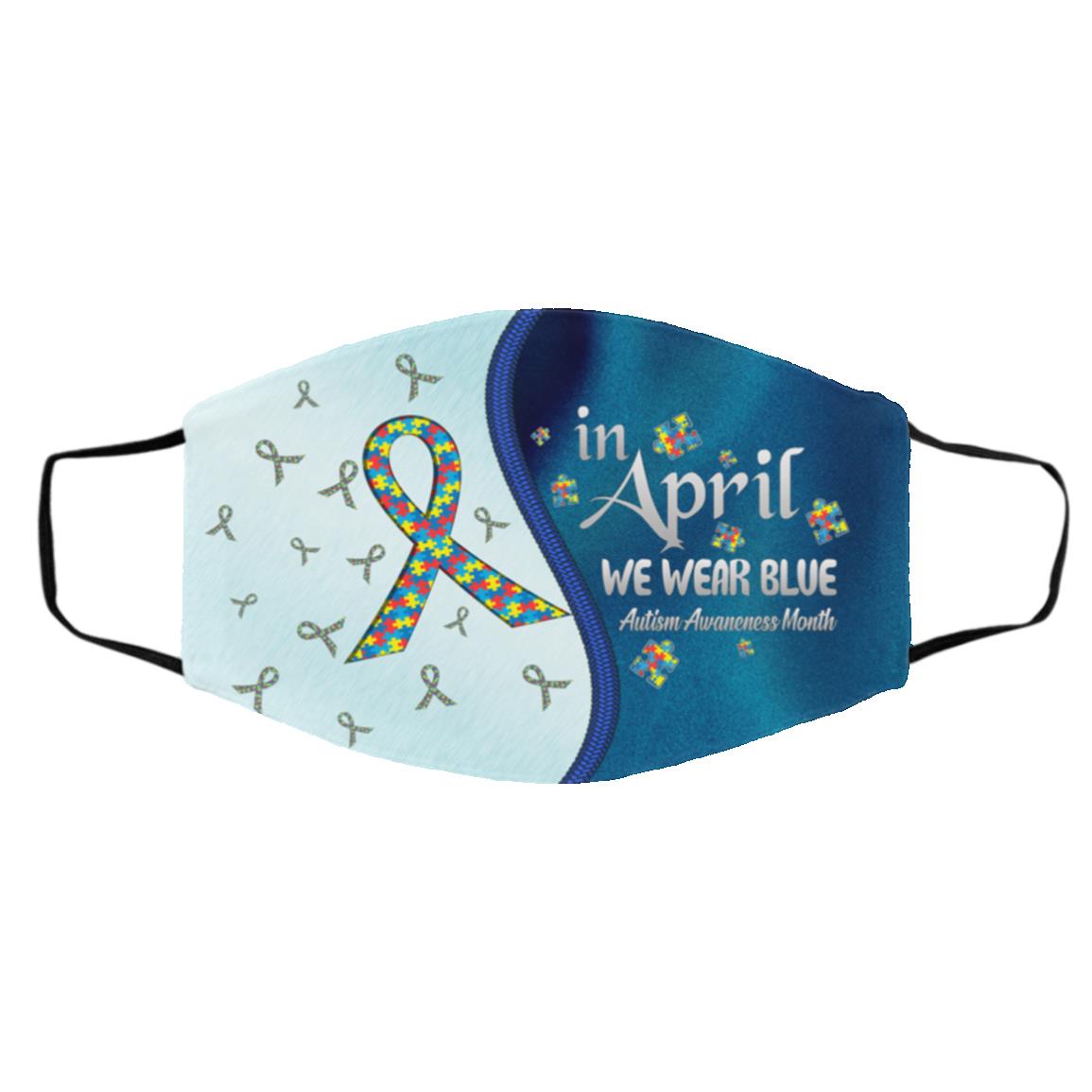 Blue April, White, Cloth Face Cover – Medium/Large Blue April, White, Cloth Face Cover – Medium/Large