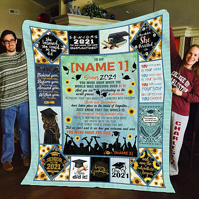 Alternative view of Personalized To My Daughter Senior 2021 You Were Born When The World Was Grieving Graduation Fleece Blanket