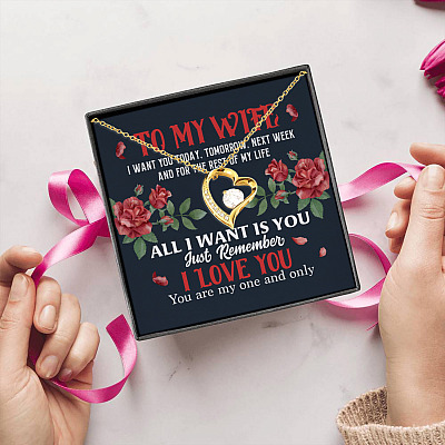 Alternative view of To My Wife I Want You Today Tomorrow Next Week and For the Rest of My Life Forever Love Pendant Necklace