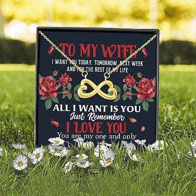 To My Wife I Want You Today Tomorrow Next Week and For the Rest of My Life Infinity Heart Pendant Necklace