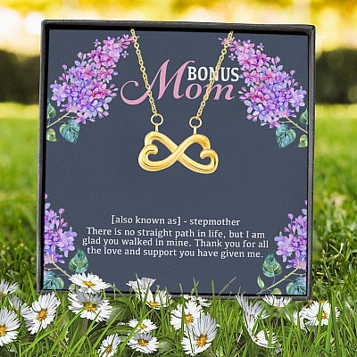 Bonus Mom There Is No Straight Path In Life But I Am Glad You Walked In Mine Infinity Heart Pendant Necklace