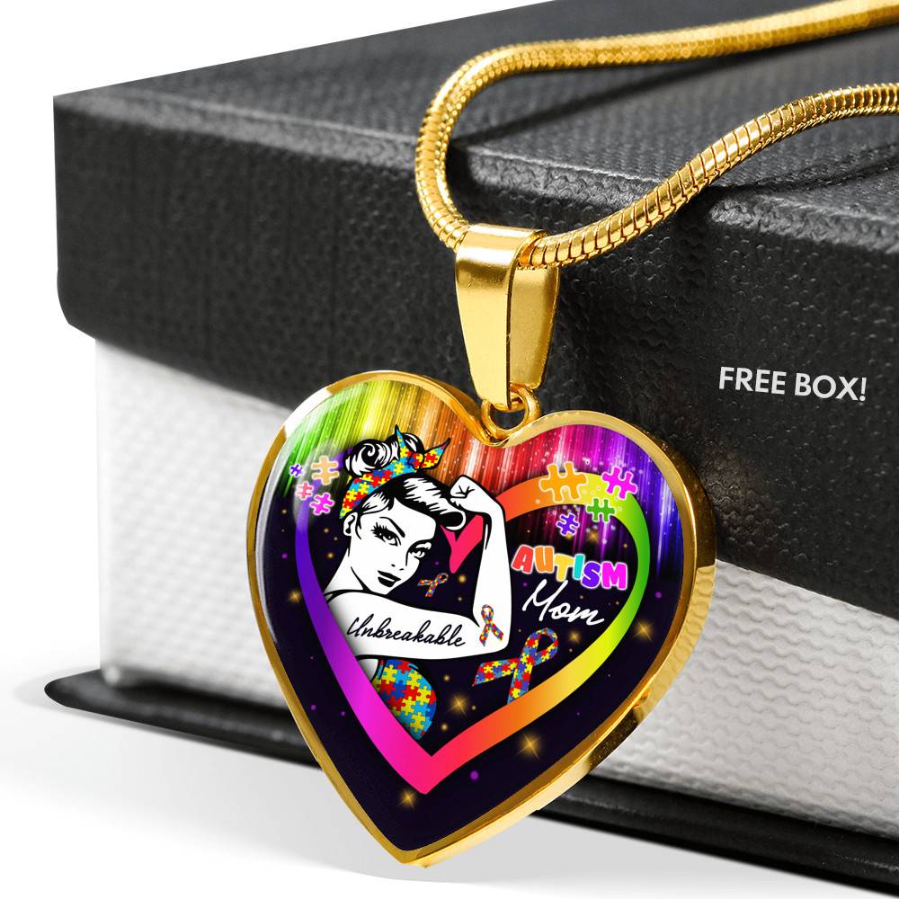 Proud Strong Autism Mom Unbreakable Heart Pendant Necklace – Autism Warrior Mom Pride Heart Necklace - Heart Luxury Necklace (Gold Plated) Proud Strong Autism Mom Unbreakable Heart Pendant Necklace – Autism Warrior Mom Pride Heart Necklace - Heart Luxury Necklace (Gold Plated)