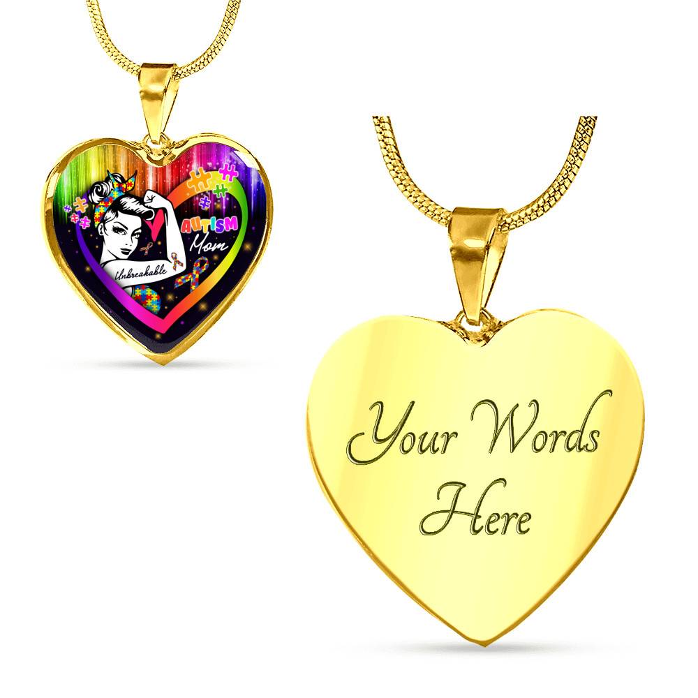 Proud Strong Autism Mom Unbreakable Heart Pendant Necklace – Autism Warrior Mom Pride Heart Necklace - Heart Luxury Necklace (Gold Plated) Proud Strong Autism Mom Unbreakable Heart Pendant Necklace – Autism Warrior Mom Pride Heart Necklace - Heart Luxury Necklace (Gold Plated)