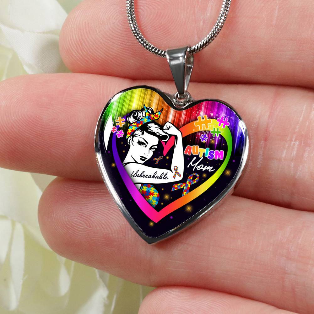 Proud Strong Autism Mom Unbreakable Heart Pendant Necklace – Autism Warrior Mom Pride Heart Necklace - Heart Luxury Necklace (Silver) Proud Strong Autism Mom Unbreakable Heart Pendant Necklace – Autism Warrior Mom Pride Heart Necklace - Heart Luxury Necklace (Silver)