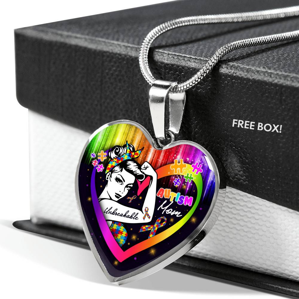 Proud Strong Autism Mom Unbreakable Heart Pendant Necklace – Autism Warrior Mom Pride Heart Necklace - Heart Luxury Necklace (Silver) Proud Strong Autism Mom Unbreakable Heart Pendant Necklace – Autism Warrior Mom Pride Heart Necklace - Heart Luxury Necklace (Silver)