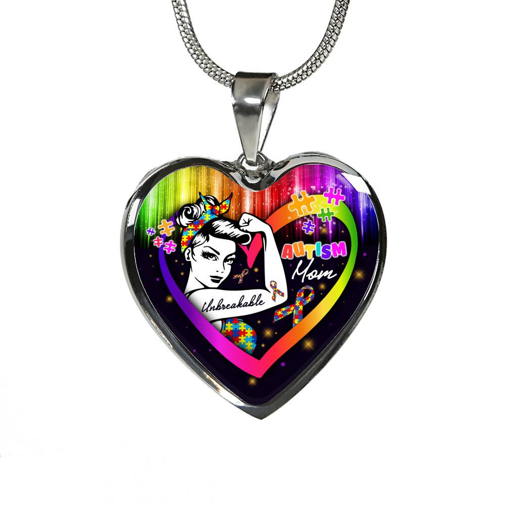 Proud Strong Autism Mom Unbreakable Heart Pendant Necklace – Autism Warrior Mom Pride Heart Necklace - Heart Luxury Necklace (Silver) Proud Strong Autism Mom Unbreakable Heart Pendant Necklace – Autism Warrior Mom Pride Heart Necklace - Heart Luxury Necklace (Silver)