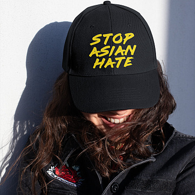 Alternative view of Stop Asian Hate Twill Cap - High-Profile Snapback Hat - Trucker Hat - AAPI Stop Asian Hate Hat