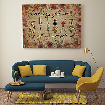 Alternative view of Hairdresser God Says You Are Unique Special Lovely Precious Wrapped Framed Canvas Prints - Unframed Poster