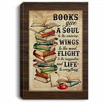 Books Give A Soul To The Universe Wings To The Mind Life To Everything Framed Canvas - Unframed Poster, White, 0.75'' Framed Canvas