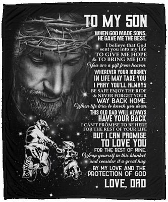 Motocross From Dad To My Son lanket, White, Cozy Plush Fleece Blanket - 50x60