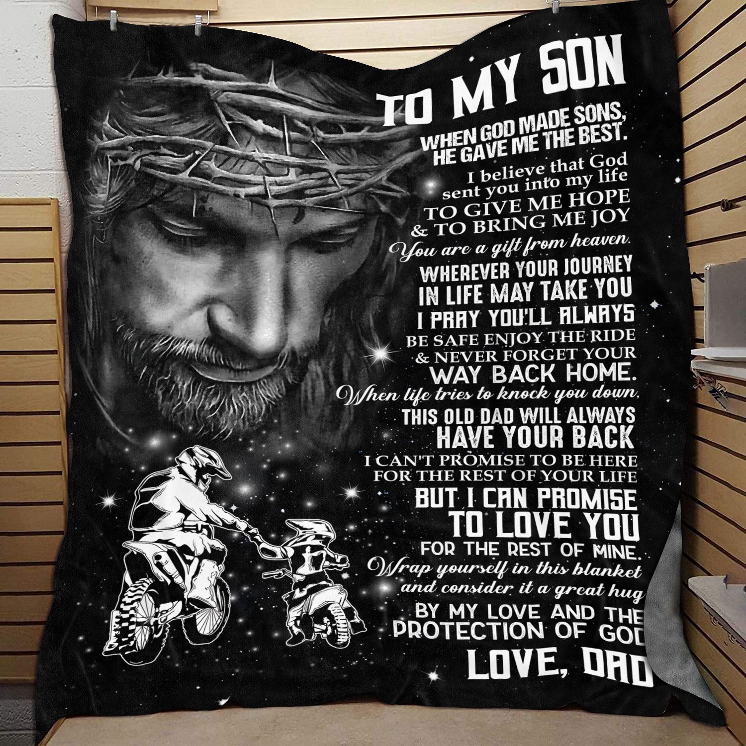 2VT. Motocross To My Son When God Made blanket mockup