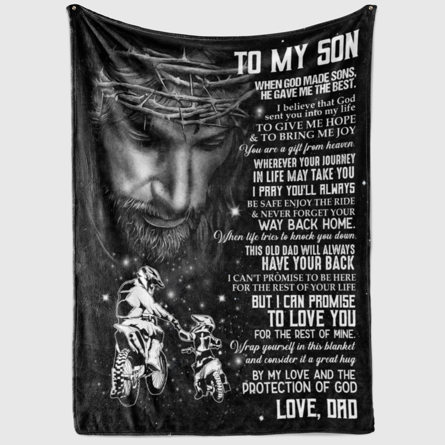 2VT. Motocross To My Son When God Made blanket mockup2