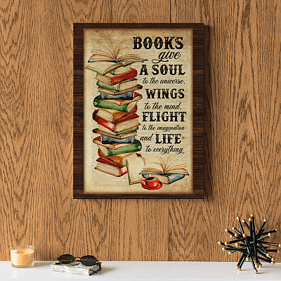 Alternative view of Books Give A Soul To The Universe Wings To The Mind Life To Everything Framed Canvas - Unframed Poster