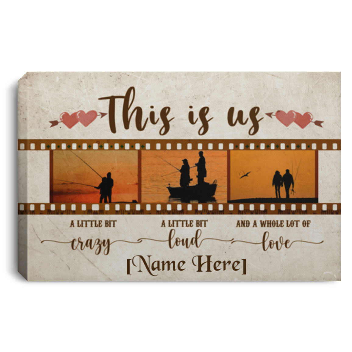 Personalized This Is Us Fishing Couple Film Strip Gallery Wrapped Framed Canvas Prints - Unframed Poster, White, 0.75'' Framed Canvas
