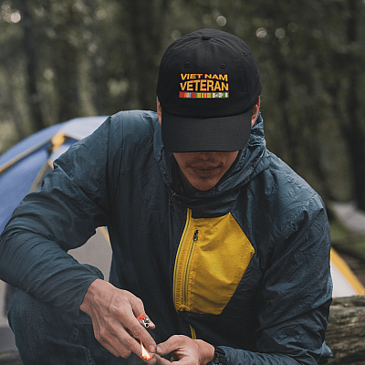 Alternative view of Vietnam Veteran Military Twill Cap - Vietnam Vet Trucker Hat - Vet High-Profile Snapback Hat