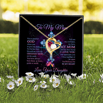 Daughter to My Mom I'm so Grateful God Chose You to Give Me Birth Mothers Day Forever Love Pendant Necklace