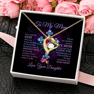 Alternative view of Daughter to My Mom I'm so Grateful God Chose You to Give Me Birth Mothers Day Forever Love Pendant Necklace