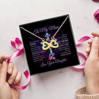 Alternative view of Daughter to My Mom I'm so Grateful God Chose You to Give Me Birth Mothers Day Infinity Heart Pendant Necklace