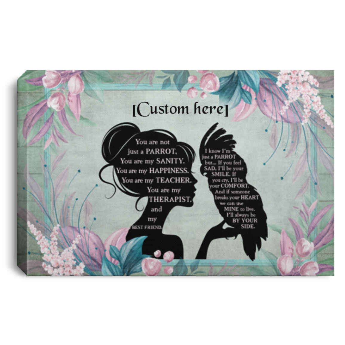 Personalized Parrot You Are My Sanity Gallery Wrapped Framed Canvas Prints - Unframed Poster - Wall Art, White, 0.75'' Framed Canvas