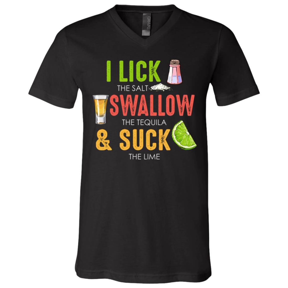 I lick vneck, Black, V-Neck T-Shirt