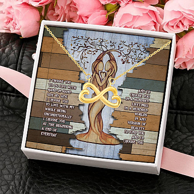 Alternative view of Lesbian Couple Lgbt I Choose You to Do Life with Hand in Hand Infinity Heart Pendant Necklace