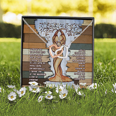 Lesbian Couple Lgbt I Choose You to Do Life with Hand in Hand Joined Interlocking Hearts Pendant Necklace