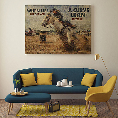 Alternative view of When Life Throws You A Curve Lean Into It Barrel Racing Gifts Framed Canvas Prints - Unframed Poster