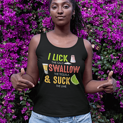Alternative view of Cinco De Mayo I Lick The Salt Swallow The Tequila And Suck The Lime Tank Top Tee - Ladies Racerback Tank