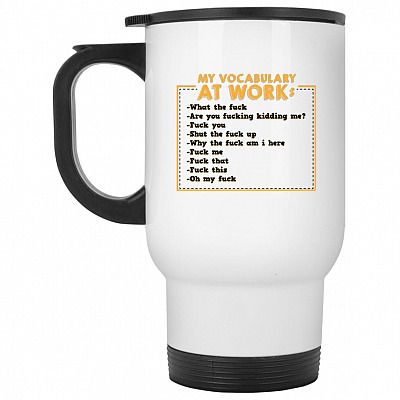 14 oz. White Travel Mug