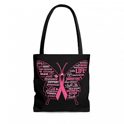 Breast Cancer Awareness All Over Print Tote Bag - Shoulder Bag - Reusable Grocery Shopping Bag
